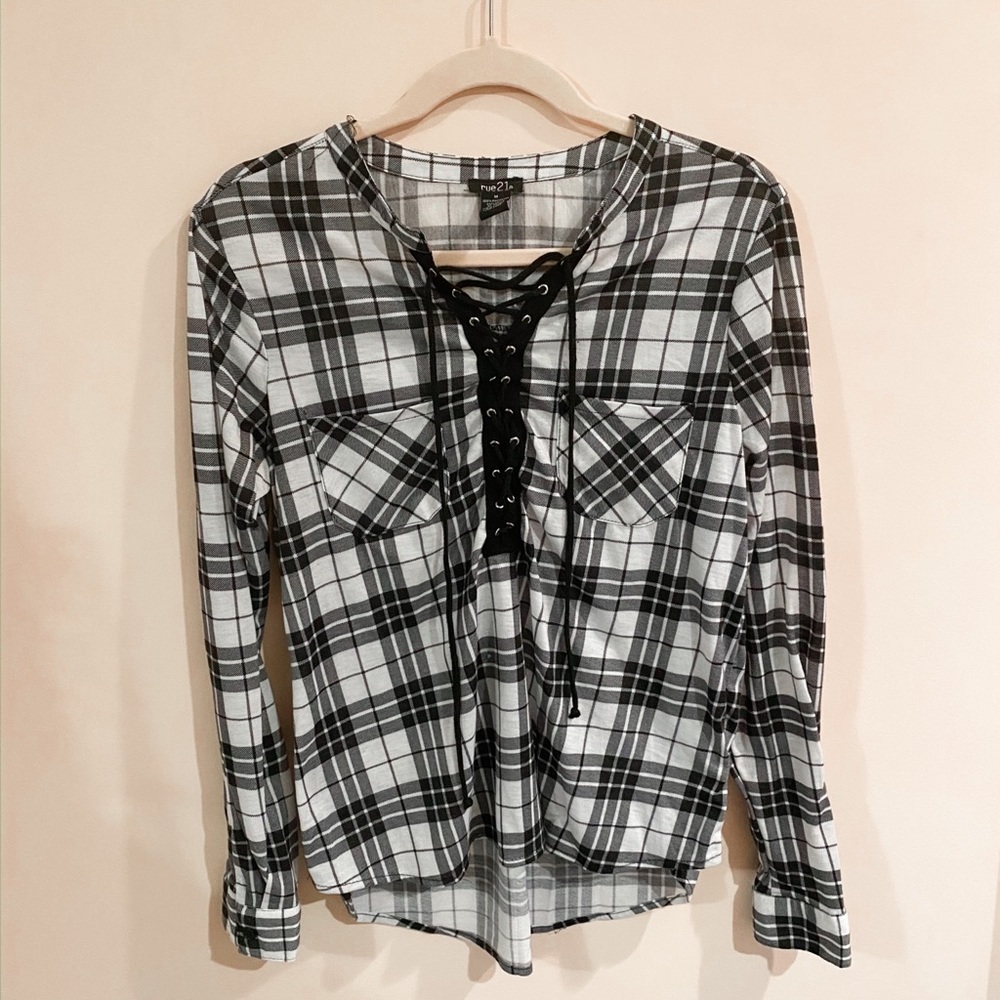 Black and White Flannel Top